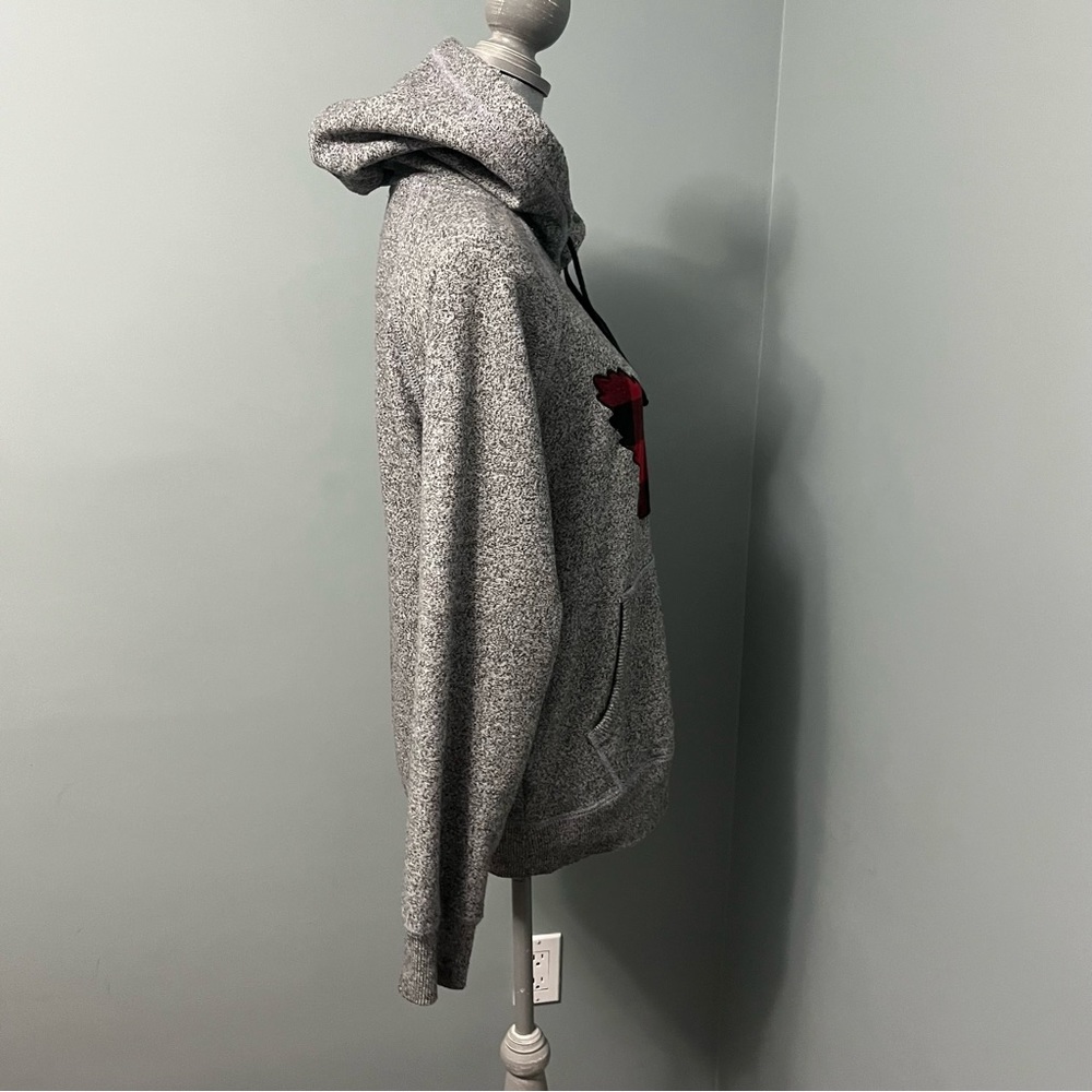 ROOTS men’s maple leaf pullover hoodie sweatshirt size XS grey red Buffalo plaid - Picture 10 of 14